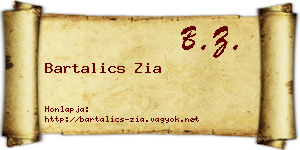 Bartalics Zia névjegykártya